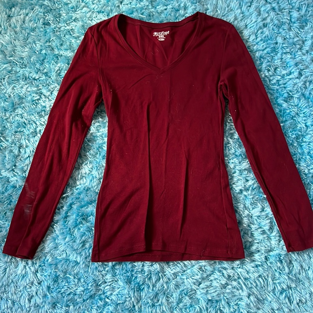 Red, long sleeve, tight-fitted, Old Navy shirt